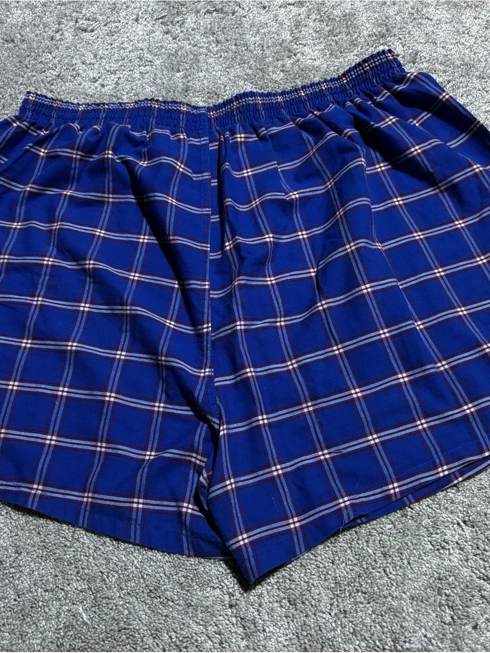 Men's Blue Plaid Boxer Shorts with Team Crest